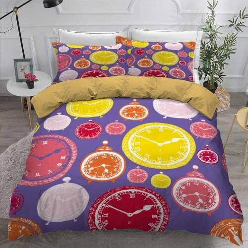 3D Clock Bedding Set Purple Dreamcatcher Duvet Cover Bed Set 3D Quilt Bohemian Comfortable Bedclothes King Size Bed Linens