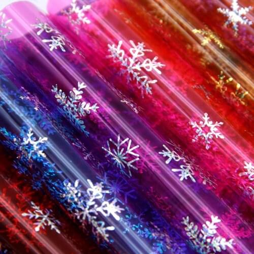 David accessories 20*33cm Snow Printed Transparent Faux Synthetic Leather Fabric DIY Hair Bow Bags Phone Cover Material,1Yc8270