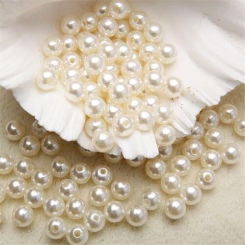 6/8/10/12mm Imitation Pearl Beads Abs Round Beads White Beige For Fashion Jewelry Making Diy Craft Supplies Necklace Accessories