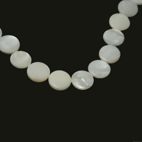 31pcs White Round Flat Shape Natural Freshwater Shell Beads MOP Beads Fit Bracelets Necklaces Jewelry DIY Craft For Female Gift