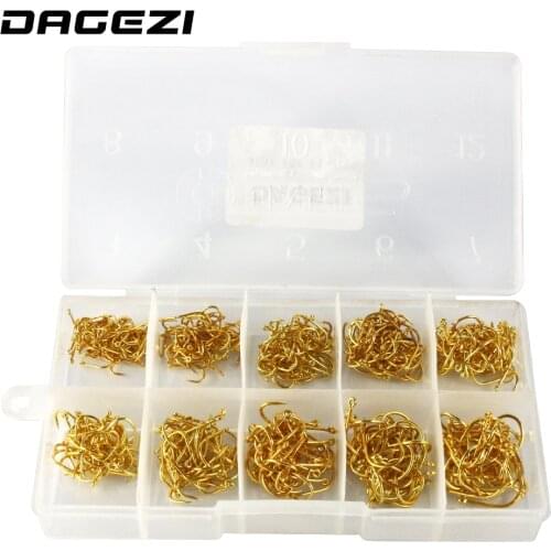 DAGEZI 500Pcs/box Size #3-#12 High Carbon Steel Circle Owner Fishing Hooks Set Freshwater Fishhook Sets Strong Fish Tackle 79