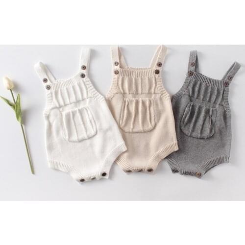 0-2years Baby Girls Baby Boys Bodysuit Infant Toddler Fall Knitted Rompers Newborn Outfit Clothes KF628
