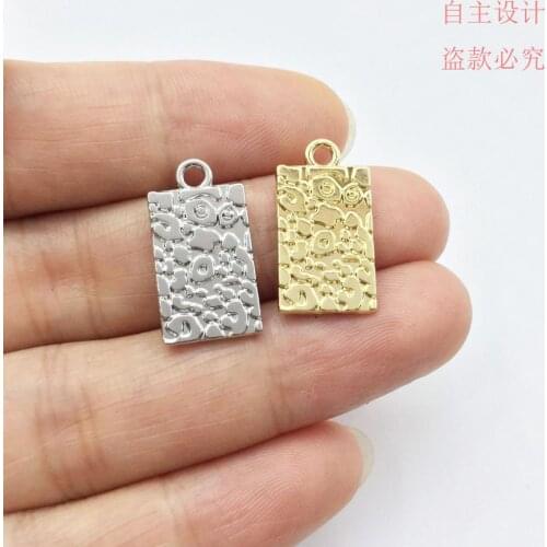 Eruifa 20pcs 10*18mm Double Side Water Wave print gold/Silver plated Zinc alloy Charms Pendant Jewelry DIY Necklace 2 colors