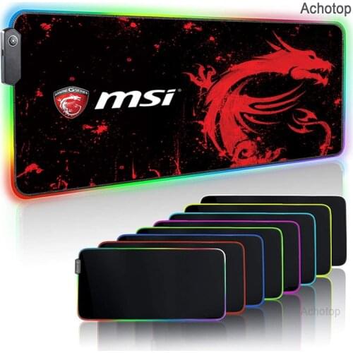 MSI Alfombrilla Raton RGB Mousepad XXL Keyboard Gaming Red Dragon Desk Mat Tapis Souris Gamer Mouse Pad RGB Muismat Locking Edge