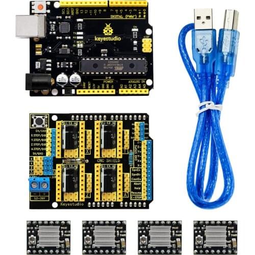 Keyestudio CNC kit for arduino CNC Shield V3+V4.0 Board(Chip is CP2102)+ 4pcs DRV8825 driver /GRBL compatible