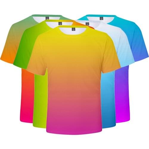 Creative colorful gradient 3D T-shirt mens and womens 2021 Popular summer short T-shirt Gradient neon color TShirt solid Tees