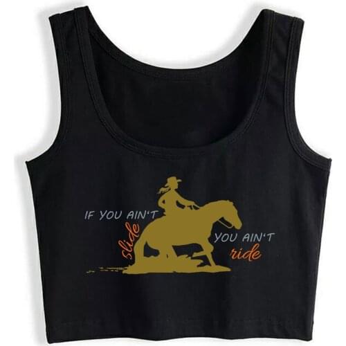 Crop Top Female Western Girl Casual White Print Tank Top Women