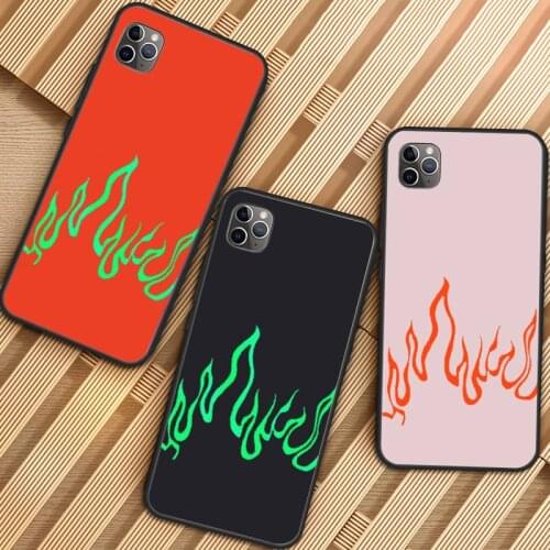 Cool Green Red Flame Fire Phone Case for iPhone 11 12 mini pro XS MAX 8 7 6 6S Plus X 5S SE 2020 XR