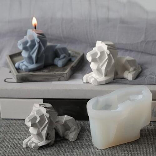 Candle Making Supplies Geometric Silicone Lion Mold Aromatherapy Car Home Decoration Mold Plaster Mould Fondant Tools