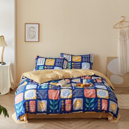 Cartoon Kids Cotton Geometry Luxury Comforter Bedding Set Modern Home Textile King Queen Twin Size Bed Linen Duvet Cover Set