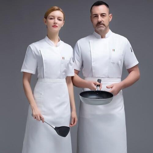 Men and Women Chef Uniform Workwear New Bakery Catering Restaurant Short Sleeve Kitchen Jacket Hotel Pastry Cooking Cook Coat