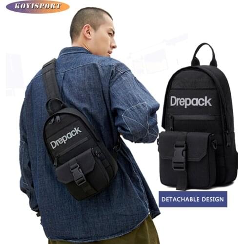 Double Bag Design Messenger Handbag Cross Body Packet Street Chest Pack for Men