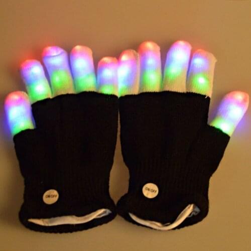 1 piece New Hot LED Glow Glove Rave Light Flashing Gloves Glow 7 Mode Light Up Finger Tip Lighting Party Accessory