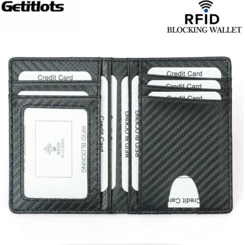 New Men Wallet Card Case Organizer Carbon FIber-Look Wallet Money Clip RFID Block Driver License Cash Business Credit Cardholder