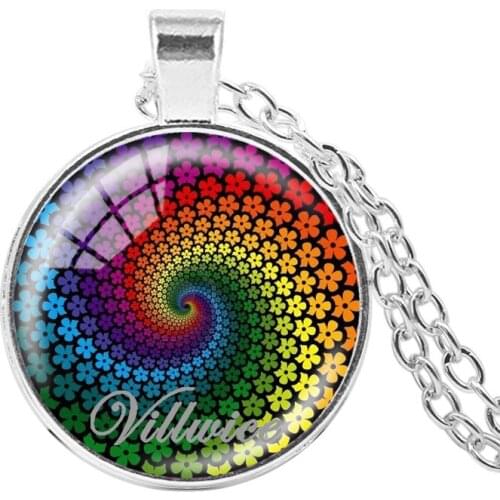 New Rainbow Color wheels Flower of Life Necklace Om Yoga Pendant Mandala Necklaces Glass Dome Sacred Geometry Zen Jewelry Gifts