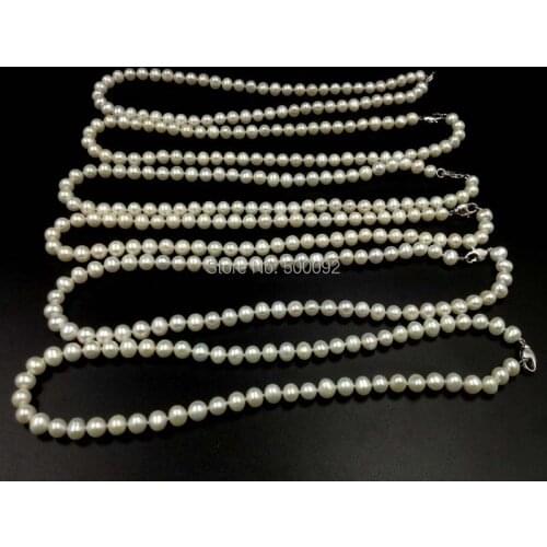 AA wholesale 6 Qty 7-8mm white real pearl necklace