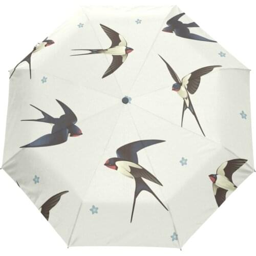 Fully Auto Open Umbrella Rain Women Swallow Bird Paraguas Men 3 Folding Unisex Rain Gear Umbrellas for Children Gift