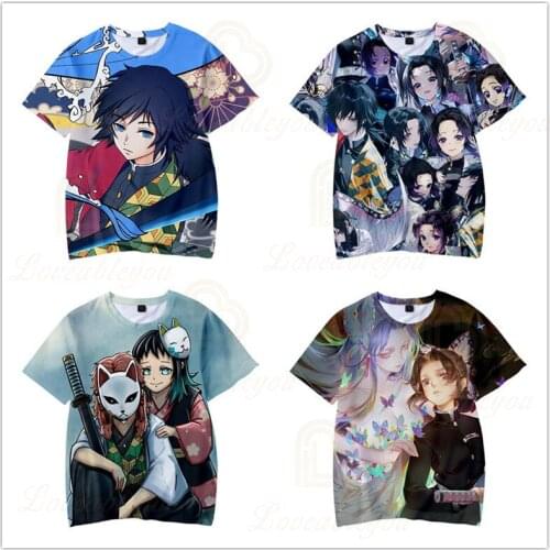 2020 Popular Anime Demon Slayer Fashion Trend 3D Color Printed Short-Sleeved T-shirt Childrens Clothing Wholesale