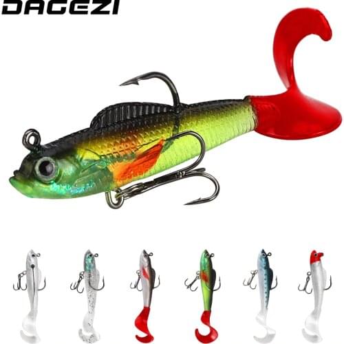 DAGEZI Jig Head Lead Soft Bait 1pcs Silicone Artificial Bait 9CM/9G Fishing Lure Sea Bass Carp Fishing Tackle pesca