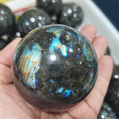Natural Labradorite Crystals Polished Sphere Ball Healing Gemstone Flash Glossy Meditation Stone Decoration