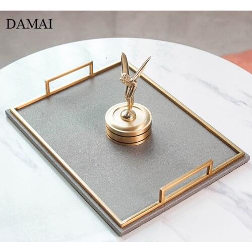 American Modern Leather Storage Trays Living Room Coffee Table Sundries Organizer Dressing Table Jewelry Display Perfume Tray