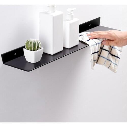 Storage Rack Black Kitchen Wall Shelf 30-60cm Bathroom Shelves Bathroom Accessories