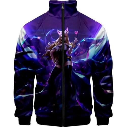 Kda The Baddest Harajuku Stand Collar Zipper Hoodie Sweatshirt 2020 New Fashion Game Song 3D Casual Women/men Winter Zip-up 300