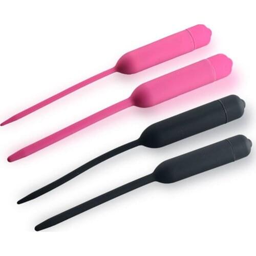 Vibrating urethral sounds penis plug silicoen sounding rod penis insertion toys vibrator sex toys for men dick urethral dilator