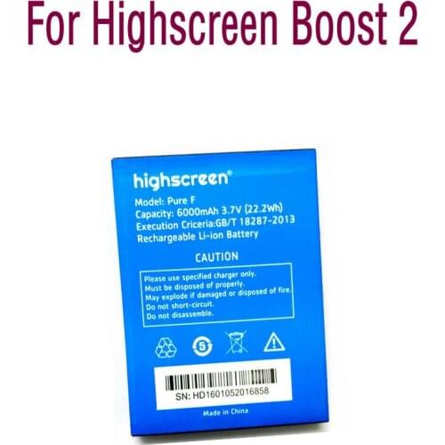 High quality Replacement Battery Authentic 6000mAh battery For Highscreen Boost2 Boost 2 Mobile Phone