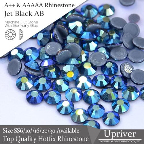 Upriver A++ 1440pcs/288PCS High Fancy Bright Glass SS6-SS30 Jt.Black AB Hotfix Rhinestones For Wedding Dress