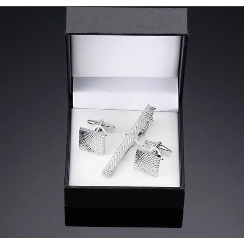 XK-801 Free delivery, high quality mens shirt brand jewelry necktie clip cuff button New Fashion Silvery Cufflinks Tie Set
