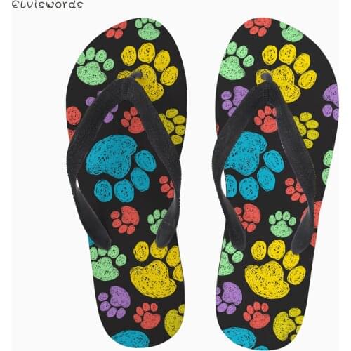 ELVISWORDS 3D Footprint Design Women Casual Flip Flops Summer Slip-on House Slippers for Woman Ladies Flats Flipflops Beach Shoe