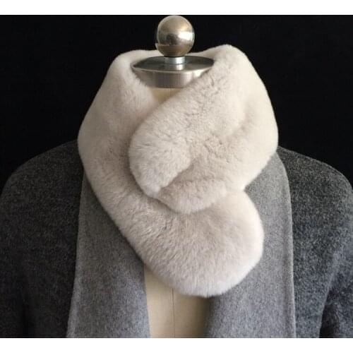 Lady Blinger new arrival one piece real rex rabbit leather genuine rabbit fur scarf round end super soft muffler women scarf
