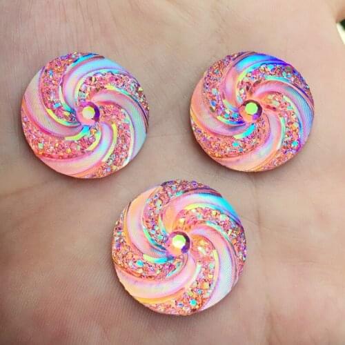 25mm 12pcs Round Flower stick On Rhinestones Crystal Flatback Resin Sew-On Rhinestone For Garments Accessories -E904