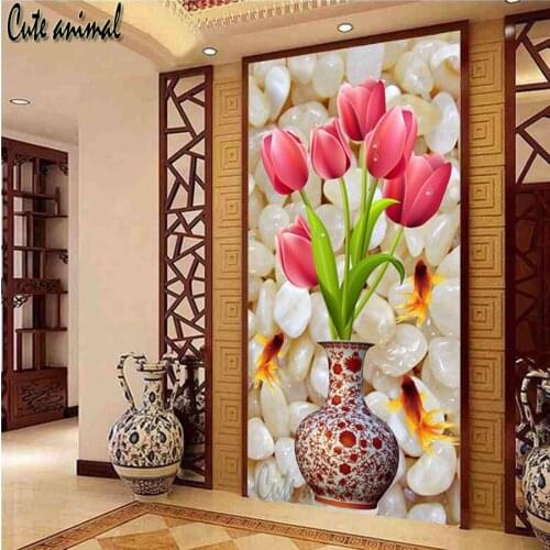 5d diy Diamond Painting Cross Stitch 3d Tulip Vase Vertical Edition Diamond Embroidery Square round full Diamond Mosaic decor