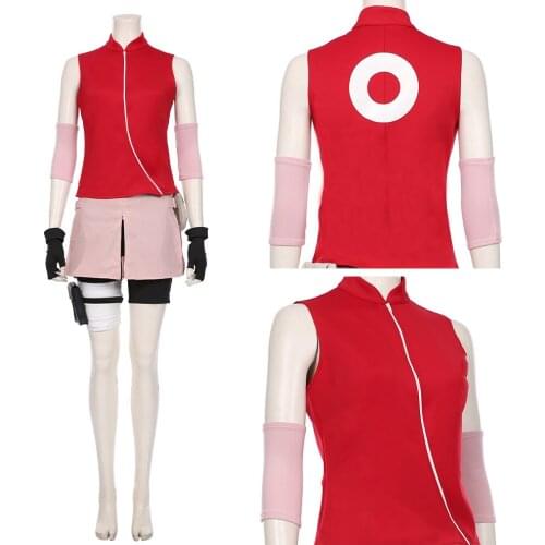 Anime accessories Haruno Sakura NARUTO Cosplay Costume Women Girls Skirt Outfit Halloween Carnival Costume dress