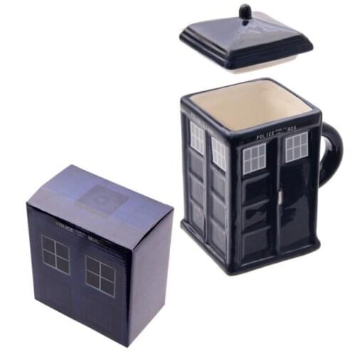 Free shipping Doctor Who Tardis Creative Police Box Mug Funny Ceramic Coffee Tea Cup For Christmas Gift