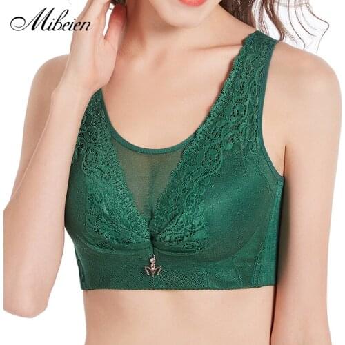 Fat MM sexy large size mesh gathered bra lace vest style large size bra design thin back breathable mesh 50D