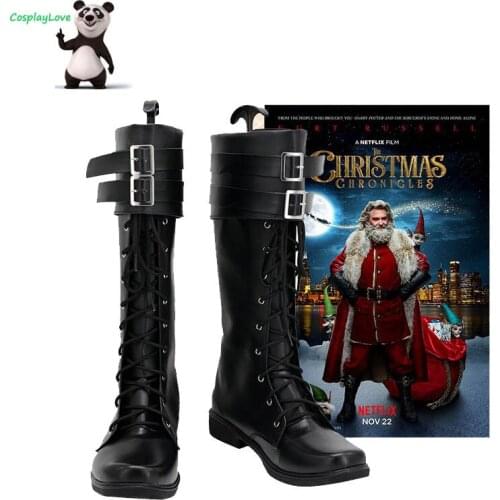 CosplayLove The Christmas Chronicles 2 Santa Claus Black Cosplay Shoes Long Boots Leather Custom Made