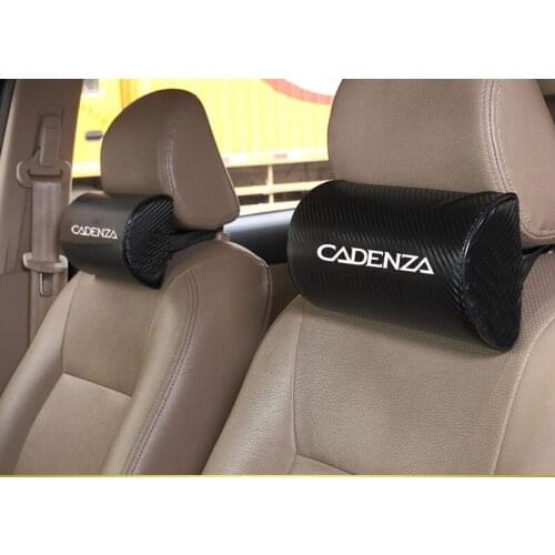 For Kia Cadenza Car Seat Head Neck Rest Cushion Carbon Fiber Texture PU leather
