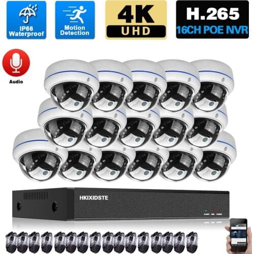 16 Channel CCTV Cameras Security System Kit 4K 16CH NVR Kit 4K POE Dome Video Surveillance Camera System Set 8CH 8MP IP Cam Set