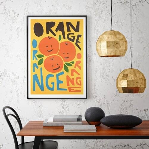 Fruit Kitchen Posters And Prints Vintage Canvas Painting Orange Foodie Mid Century Wall Art Pictures For Living Room Home Decor