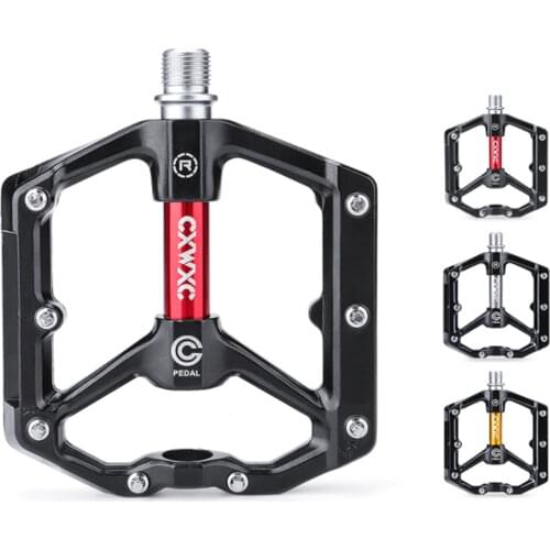 Lightweight MTB Bearing Aluminum Alloy Flat Pedal 9/16 Pedals big Bicycle Pedal Anti-skid Pins Anti-vibration Road Bike Pedal