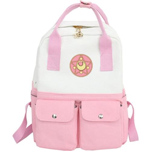 Fashion Sailor Moon Logo Backpack Ladies Knapsack Women Leisure Back Pack Casual Travel Bags Girls Bagpack Mochila Feminina
