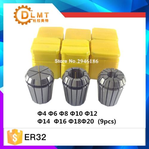 9pcs/Lot ER32 4mm to 20mm Spring Collet Set for CNC Engraving Machine and Milling Lathe Tool 2-20mm