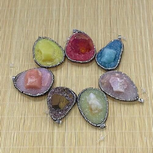 Irregular Resin, Natural Stone, Crystal Inlay, Fashion Pendant, DIY Jewelry Making, Necklace and Bracelet, Size 30x50-45x60mm