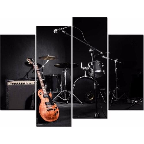 Framed 4 Panels/Set black Instrument series HD Canvas Print Painting Artwork Gift Wall Art Picture.decorative painting/XJ-12Y-74