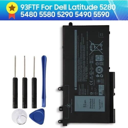 Authentic Original Battery 93FTF 083XPC 4YFVG For Dell Latitude 5280 5480 5580 5290 5490 5590 Battery 83XPC D4CMT 51wh + Tools