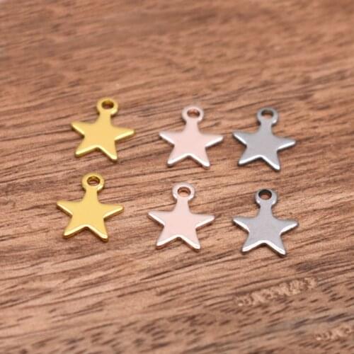 20pcs Gold Tone Tiny Star Charms Stainless Steel Jewelry Charms For Necklace Jewelry Making Accessories
