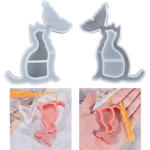 Cat Fish Tail Pendants Epoxy Resin Mold Quicksand Keychain Silicone Mould DIY Crafts Jewelry Casting Tools
